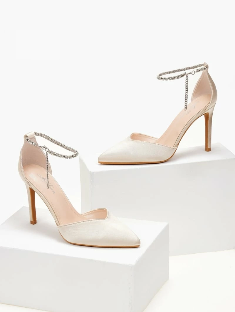 The Fashion Project Γόβες σατέν με Anklet Strass - Μπεζ - Image 2