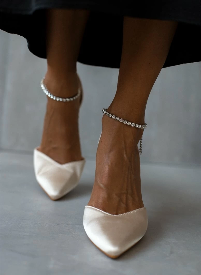 The Fashion Project Γόβες σατέν με Anklet Strass - Μπεζ - Image 7