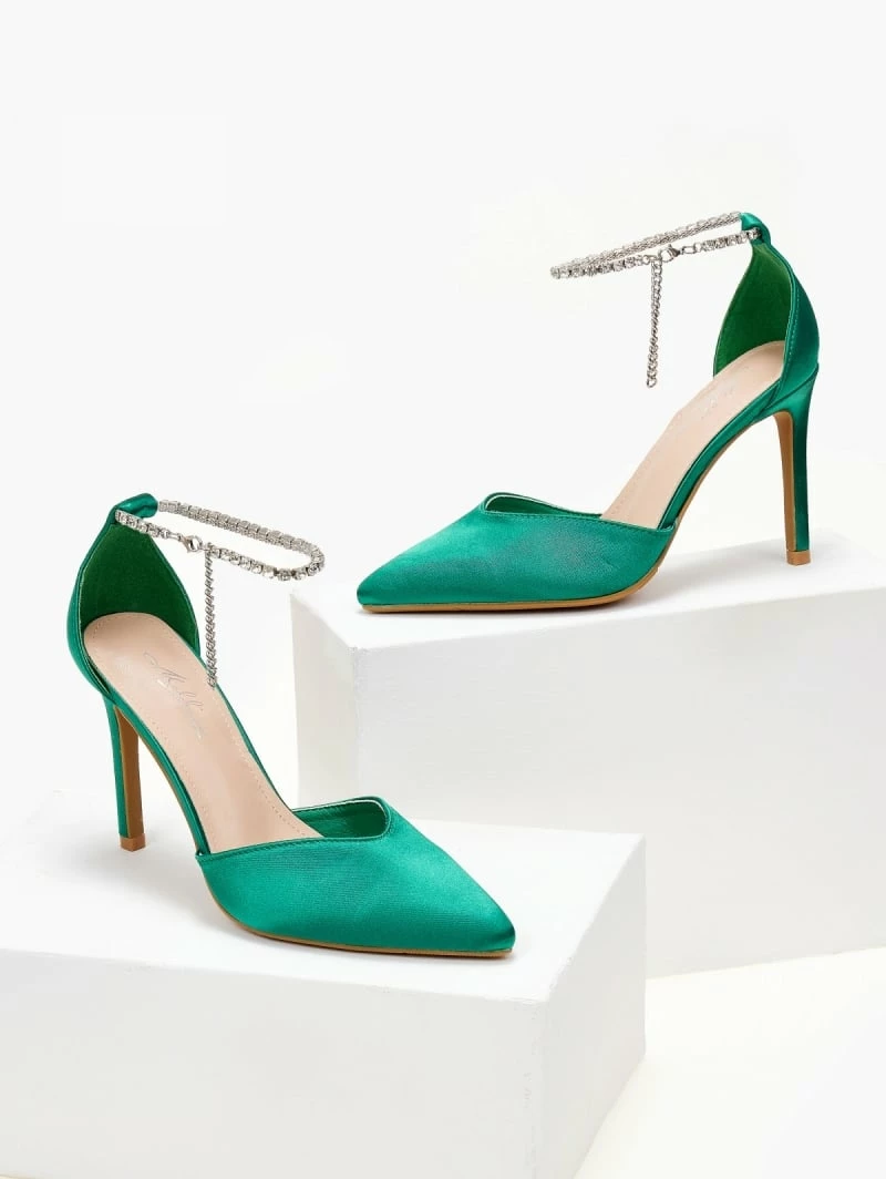 The Fashion Project Γόβες σατέν με Anklet Strass - Πράσινο - Image 5