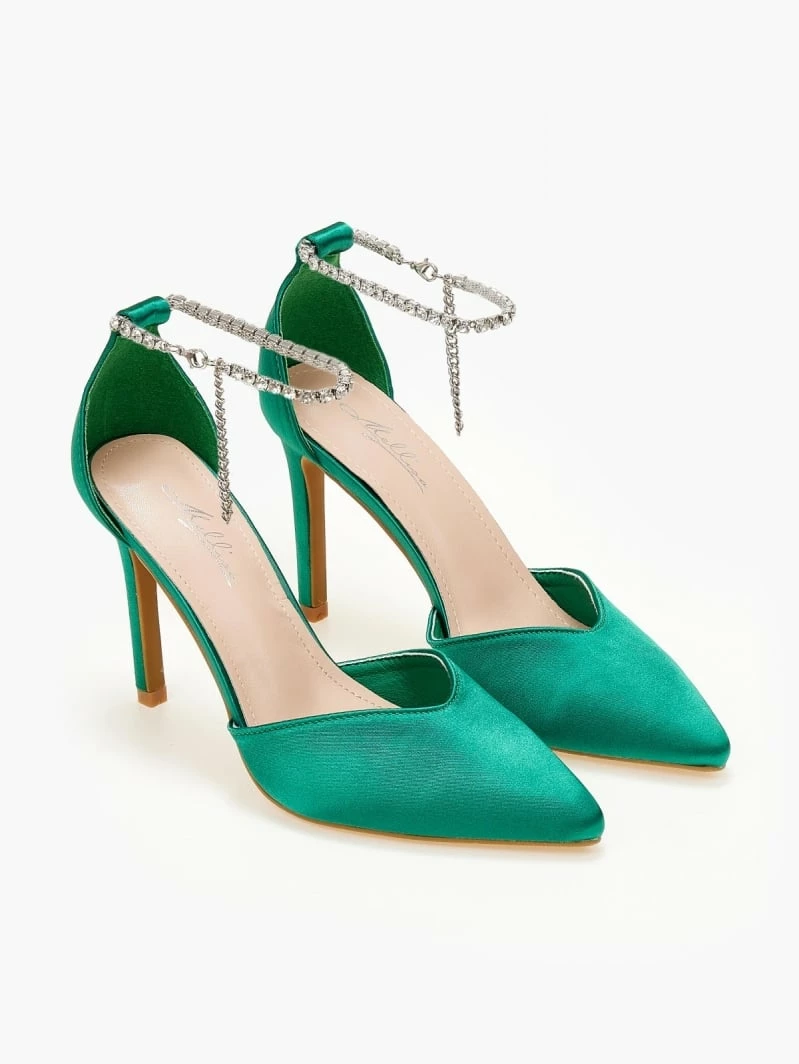 The Fashion Project Γόβες σατέν με Anklet Strass - Πράσινο - Image 6