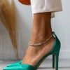 The Fashion Project Γόβες σατέν με Anklet Strass - Πράσινο