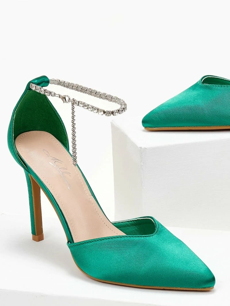 The Fashion Project Γόβες σατέν με Anklet Strass - Πράσινο - Image 3