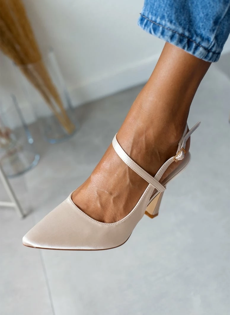 The Fashion Project Γόβες σατέν με δέσιμο στο πλάι - Άμμου - Image 7