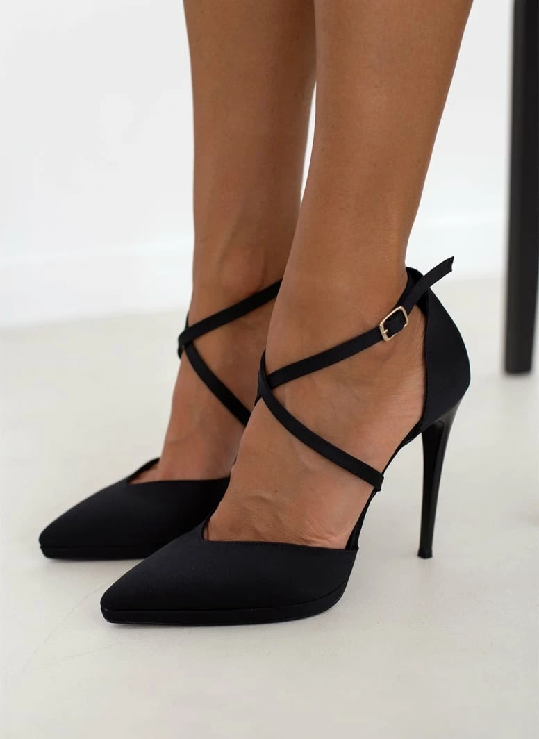 Γόβες σατέν με δέσιμο χιαστί Tfp Exclusive - Μαύρο