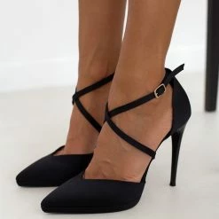 Γόβες σατέν με δέσιμο χιαστί Tfp Exclusive - Μαύρο