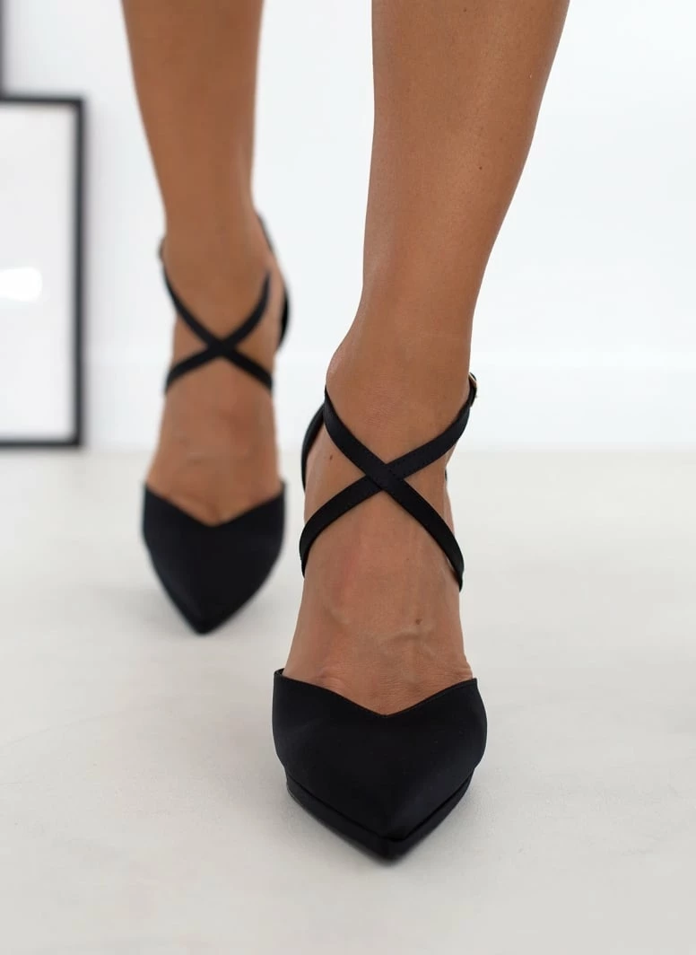 Γόβες σατέν με δέσιμο χιαστί Tfp Exclusive - Μαύρο - Image 7