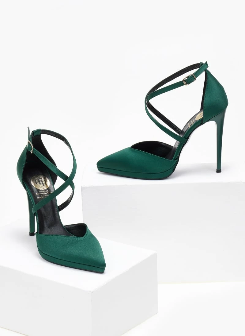 Γόβες σατέν με δέσιμο χιαστί Tfp Exclusive - Κυπαρισσί - Image 5