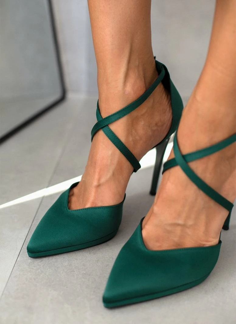 Γόβες σατέν με δέσιμο χιαστί Tfp Exclusive - Κυπαρισσί - Image 7