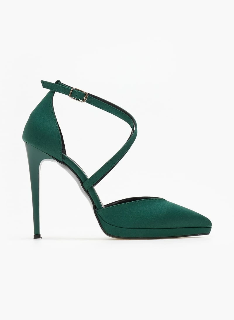 Γόβες σατέν με δέσιμο χιαστί Tfp Exclusive - Κυπαρισσί - Image 6