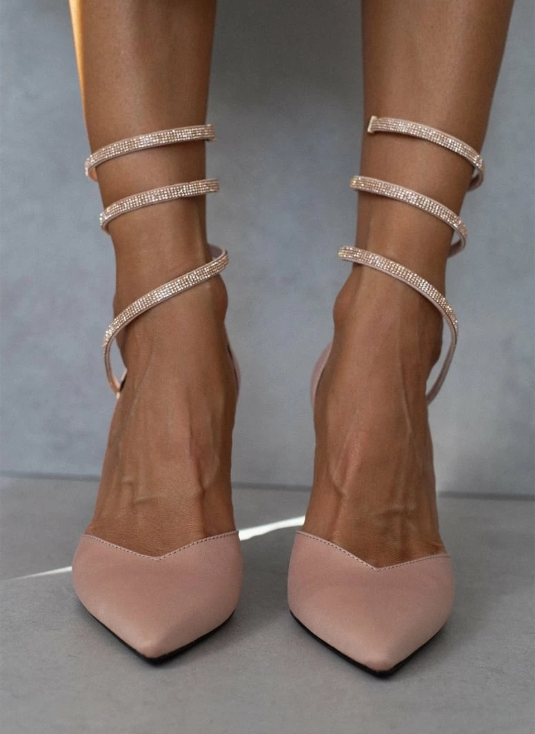 Γόβες σατέν με έλασμα και Strass Tfp - Nude - Image 7