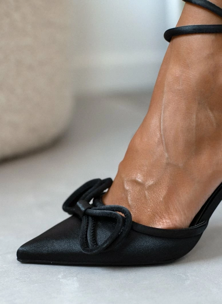 The Fashion Project Γόβες σατέν με φιόγκο - Μαύρο