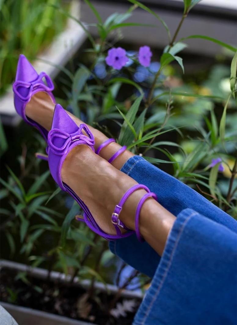 The Fashion Project Γόβες σατέν με φιόγκο - Μωβ