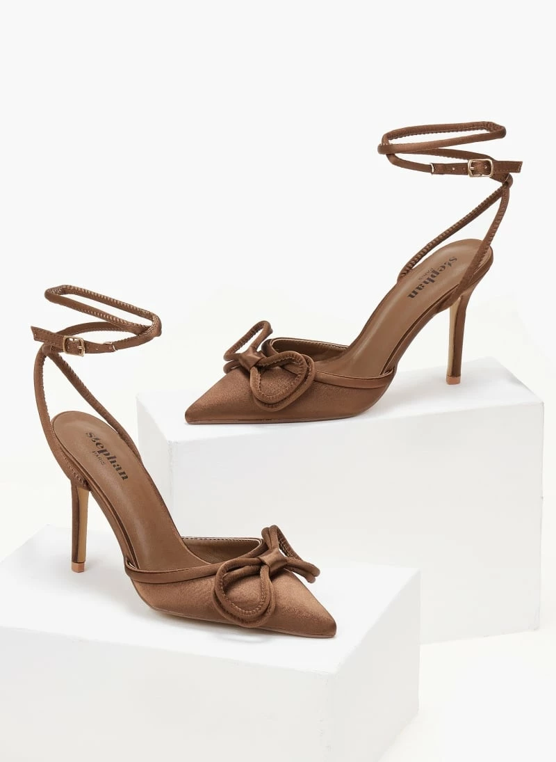 The Fashion Project Γόβες σατέν με φιόγκο - Καφέ - Image 2