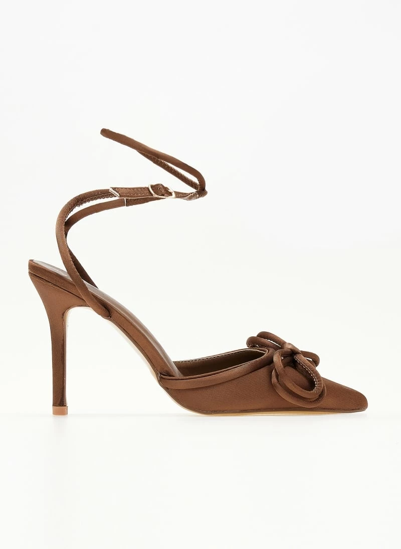 The Fashion Project Γόβες σατέν με φιόγκο - Καφέ - Image 6