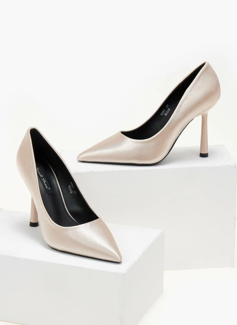 The Fashion Project Γόβες σατέν μυτερές - Μπεζ - Image 3