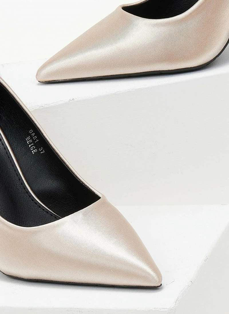 The Fashion Project Γόβες σατέν μυτερές - Μπεζ - Image 5