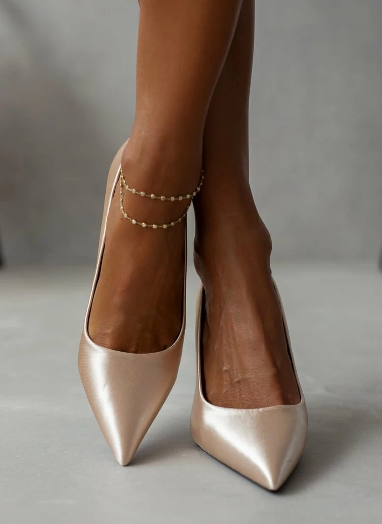 The Fashion Project Γόβες σατέν μυτερές - Μπεζ - Image 4