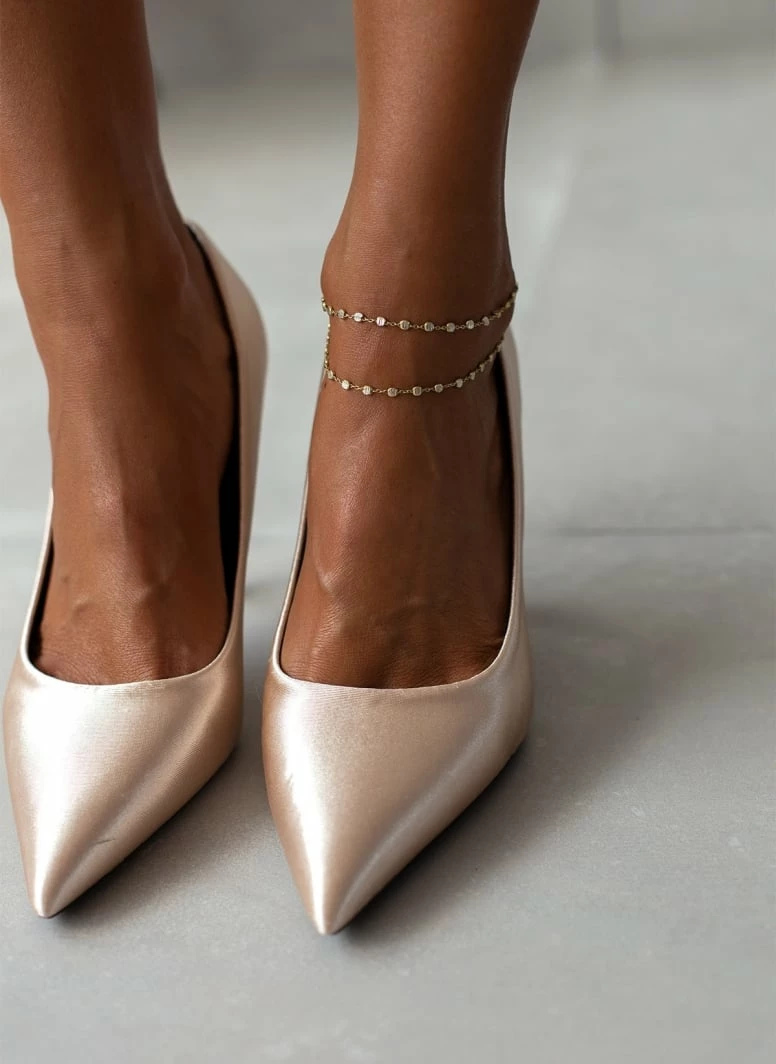 The Fashion Project Γόβες σατέν μυτερές - Μπεζ - Image 7