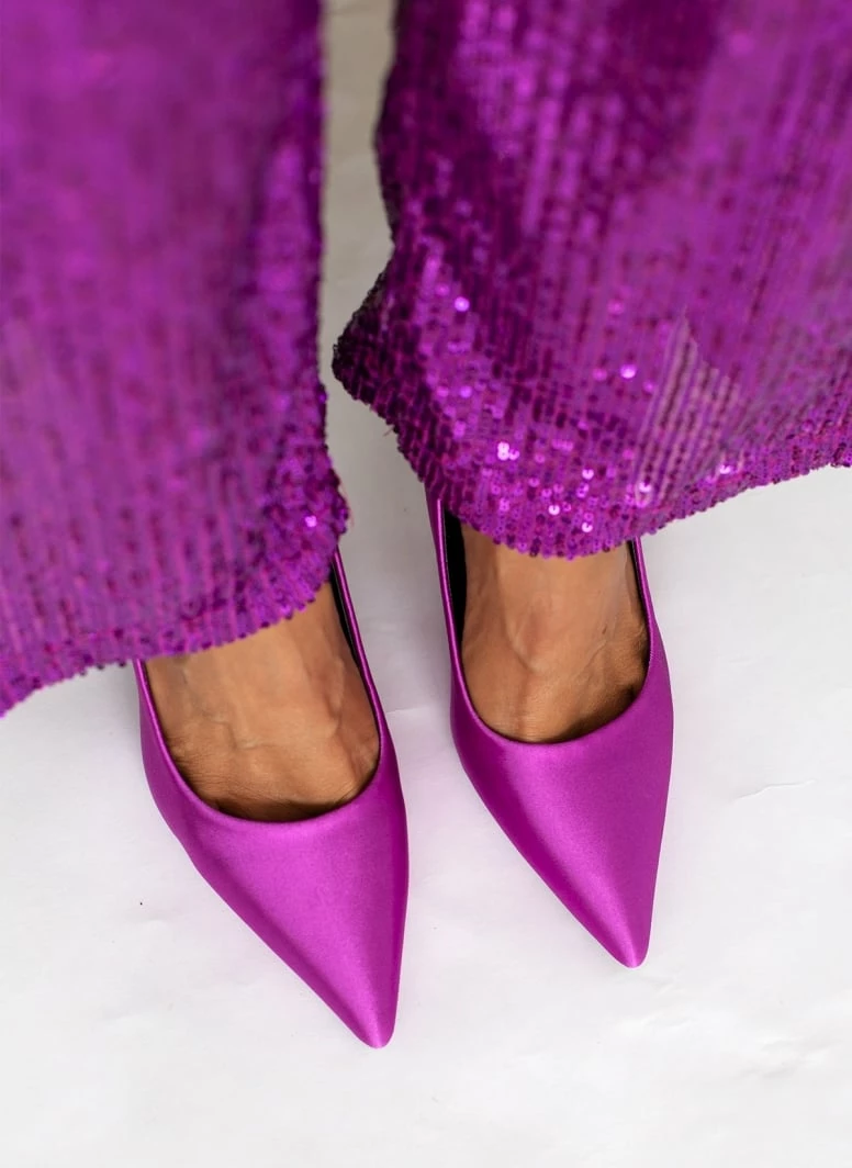 The Fashion Project Γόβες σατέν μυτερές - Μωβ - Image 7