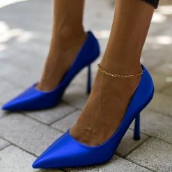 The Fashion Project Γόβες σατέν μυτερές - Μπλε