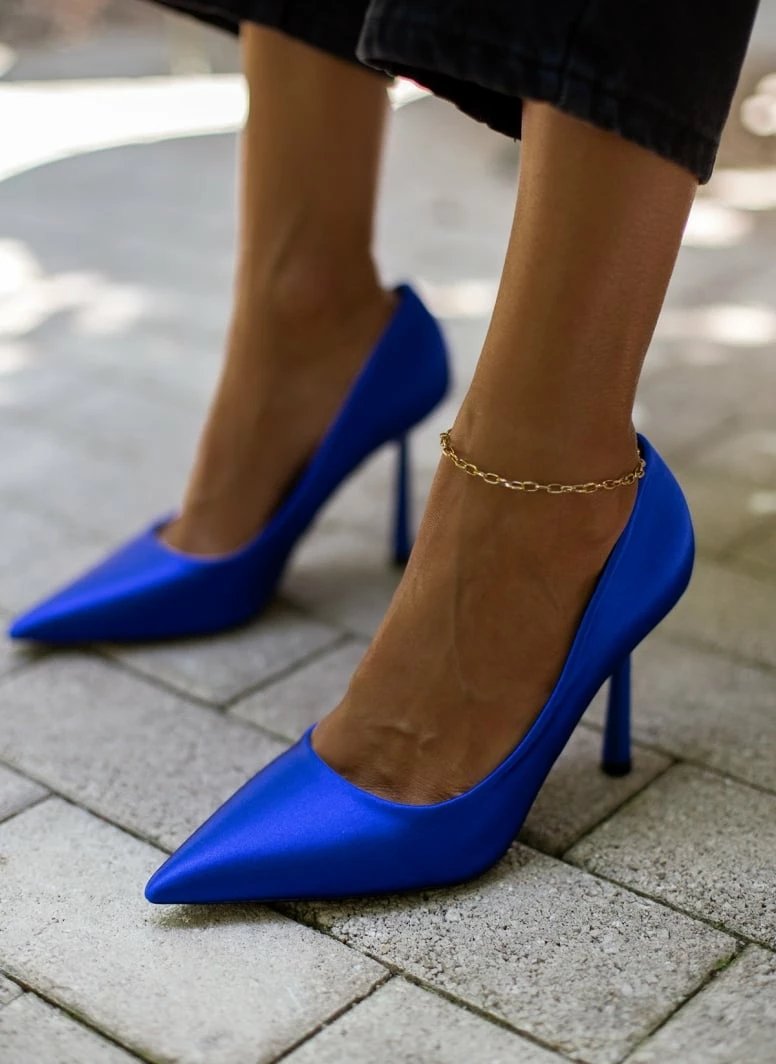 The Fashion Project Γόβες σατέν μυτερές - Μπλε