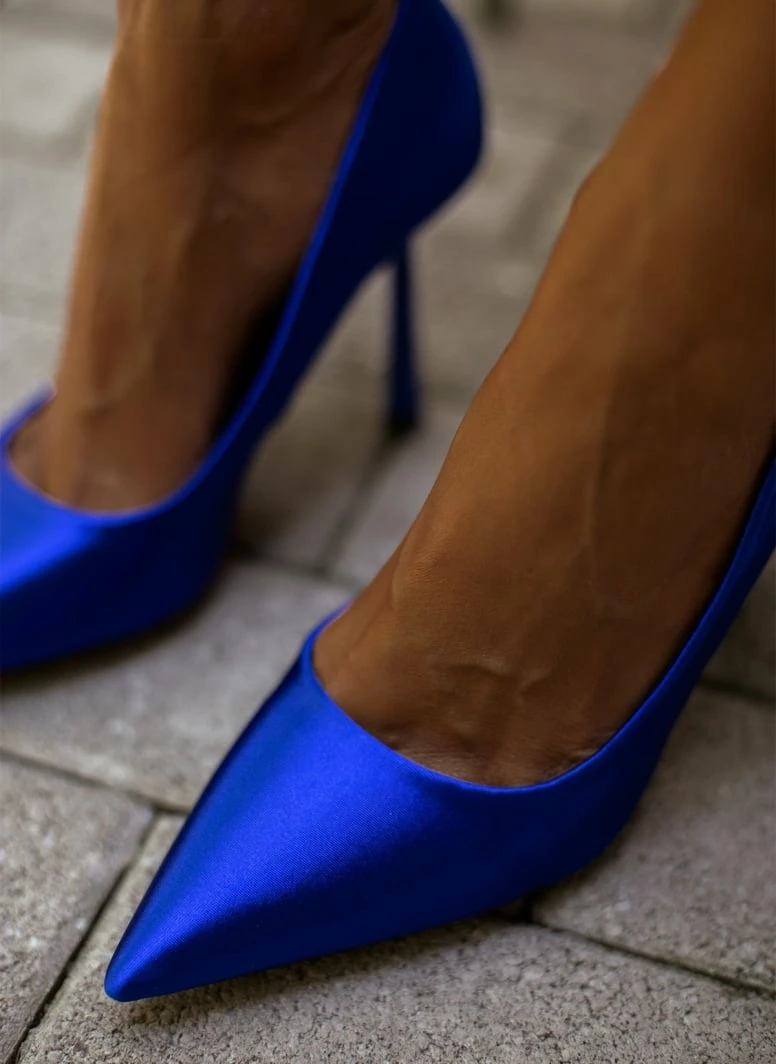 The Fashion Project Γόβες σατέν μυτερές - Μπλε - Image 7