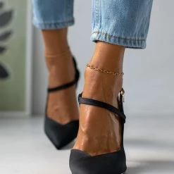 Γόβες σατέν με λοξό λουράκι Tfp - Μαύρο