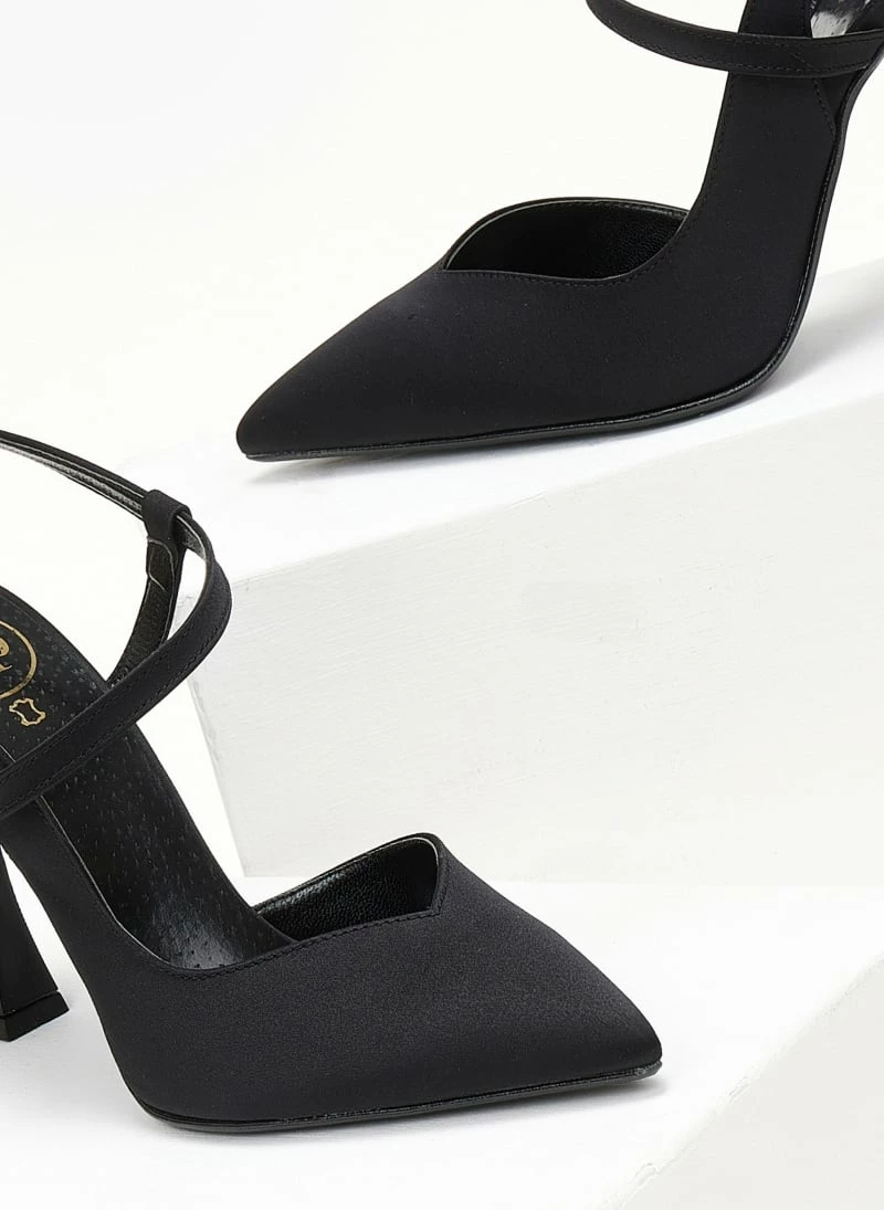 Γόβες σατέν με λοξό λουράκι Tfp - Μαύρο - Image 5