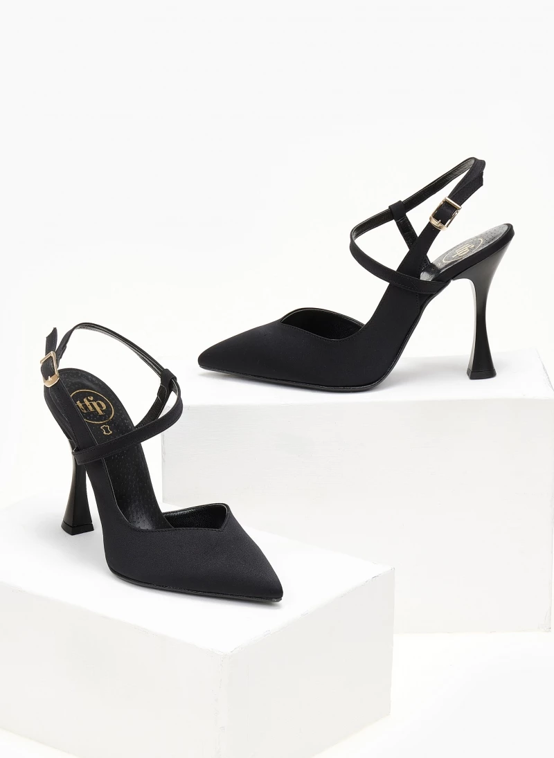 Γόβες σατέν με λοξό λουράκι Tfp - Μαύρο - Image 6