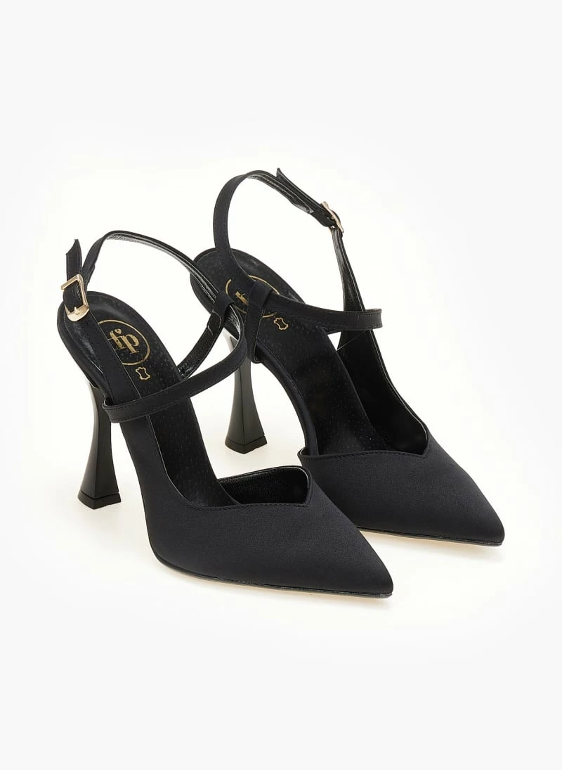 Γόβες σατέν με λοξό λουράκι Tfp - Μαύρο - Image 3