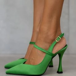 Γόβες σατέν με λοξό λουράκι Tfp - Πράσινο