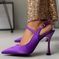 Γόβες σατέν με λοξό λουράκι Tfp - Μωβ