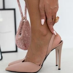 Γόβες σατέν με λουράκι Tfp - Nude