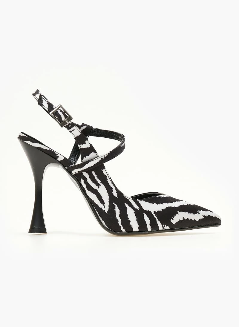 Γόβες σατέν με Print Tfp - Λευκό/Μαύρο - Image 2