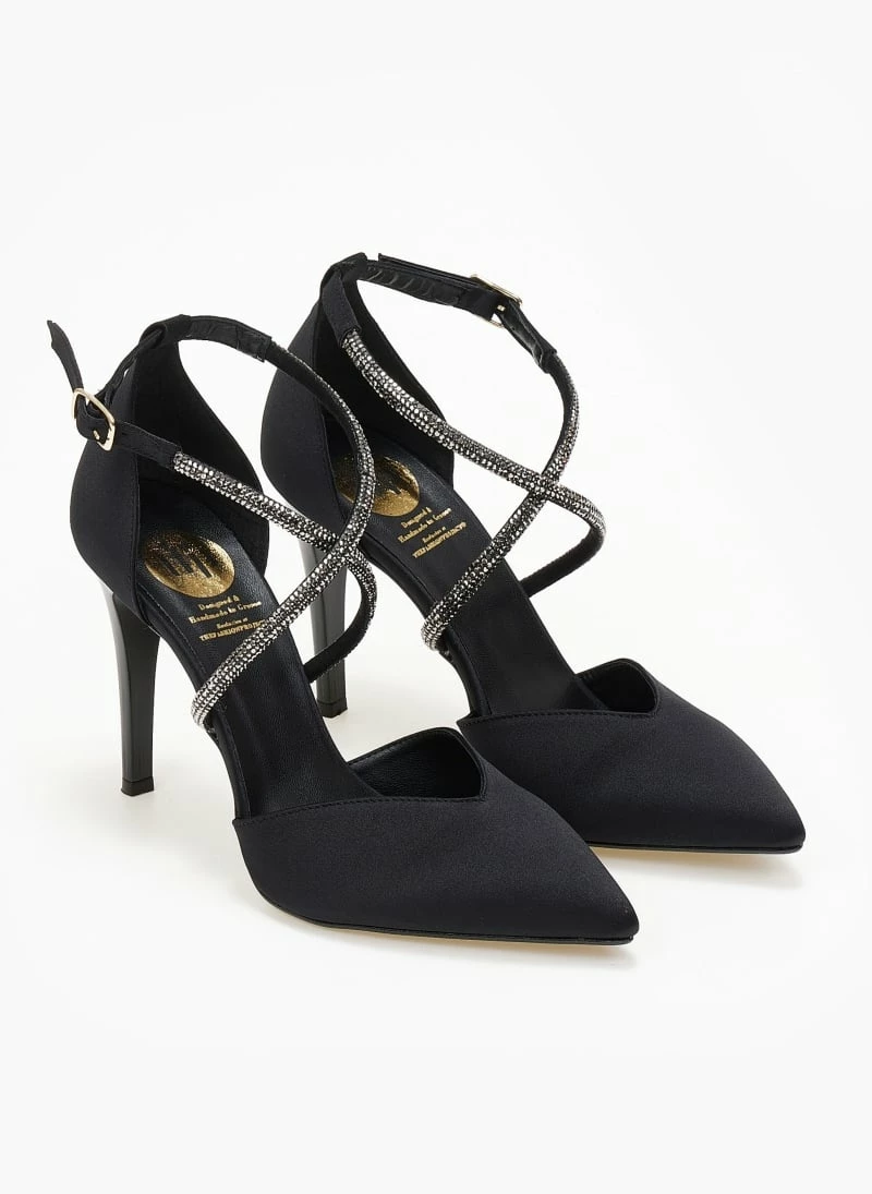 Γόβες σατέν με Strass λουράκια Tfp Exclusive - Μαύρο - Image 5