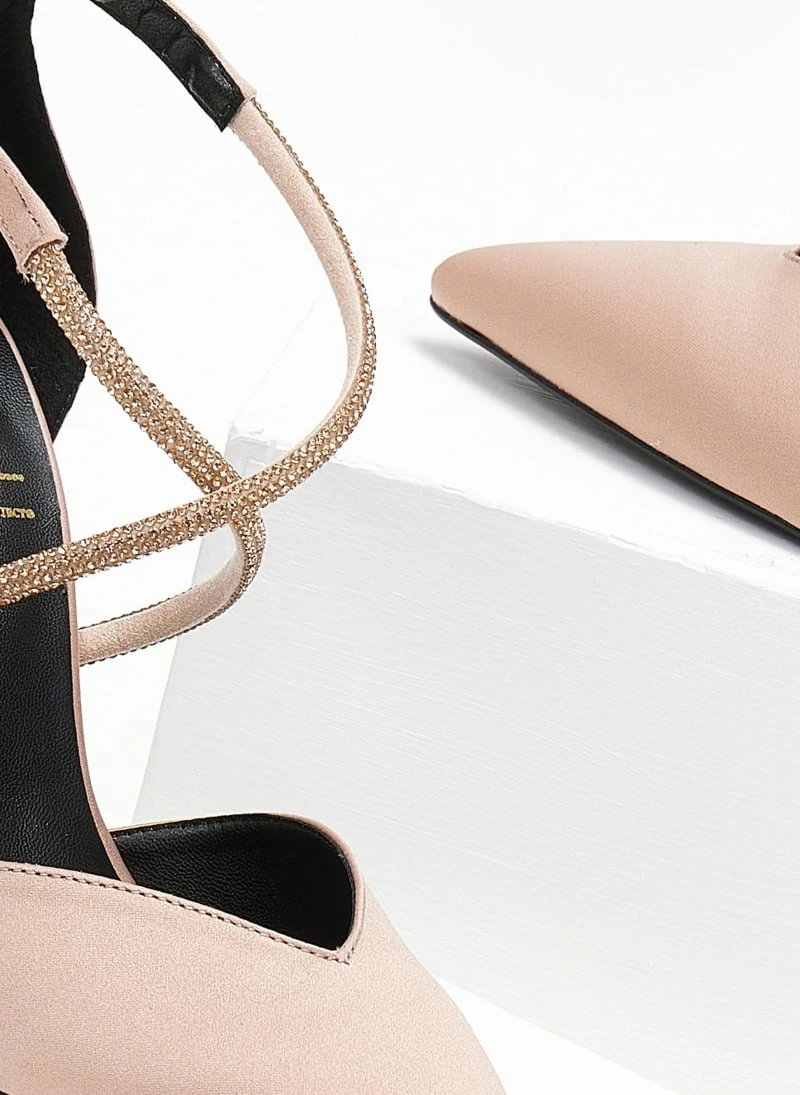 Γόβες σατέν με Strass λουράκια Tfp Exclusive - Nude - Image 5