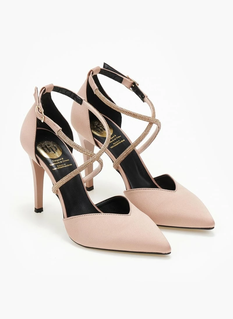 Γόβες σατέν με Strass λουράκια Tfp Exclusive - Nude - Image 3