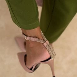 Γόβες σατέν με Strass μπαρέτα Tfp - Nude