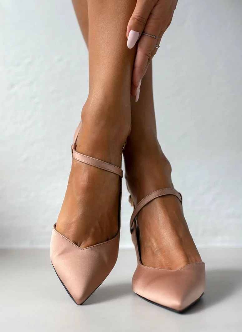 Γόβες σατέν μυτερές Tfp - Nude - Image 4