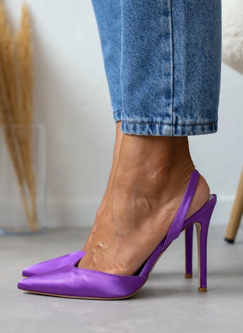 The Fashion Project Γόβες σατέν με λουράκι - Μωβ - Image 8