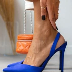 The Fashion Project Γόβες σατέν με λουράκι - Μπλε