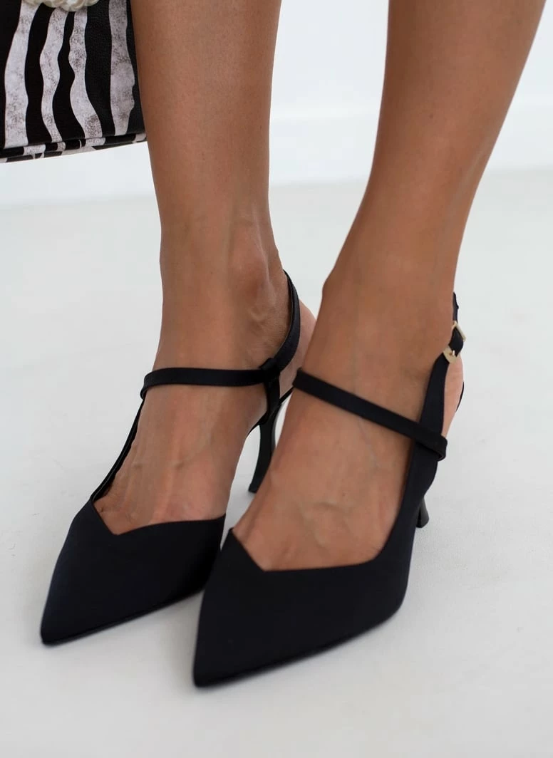 Γόβες σατέν μυτερές Tfp - Μαύρο