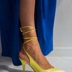 Γόβες σατέν με κορδόνια Tfp - Λεμονί