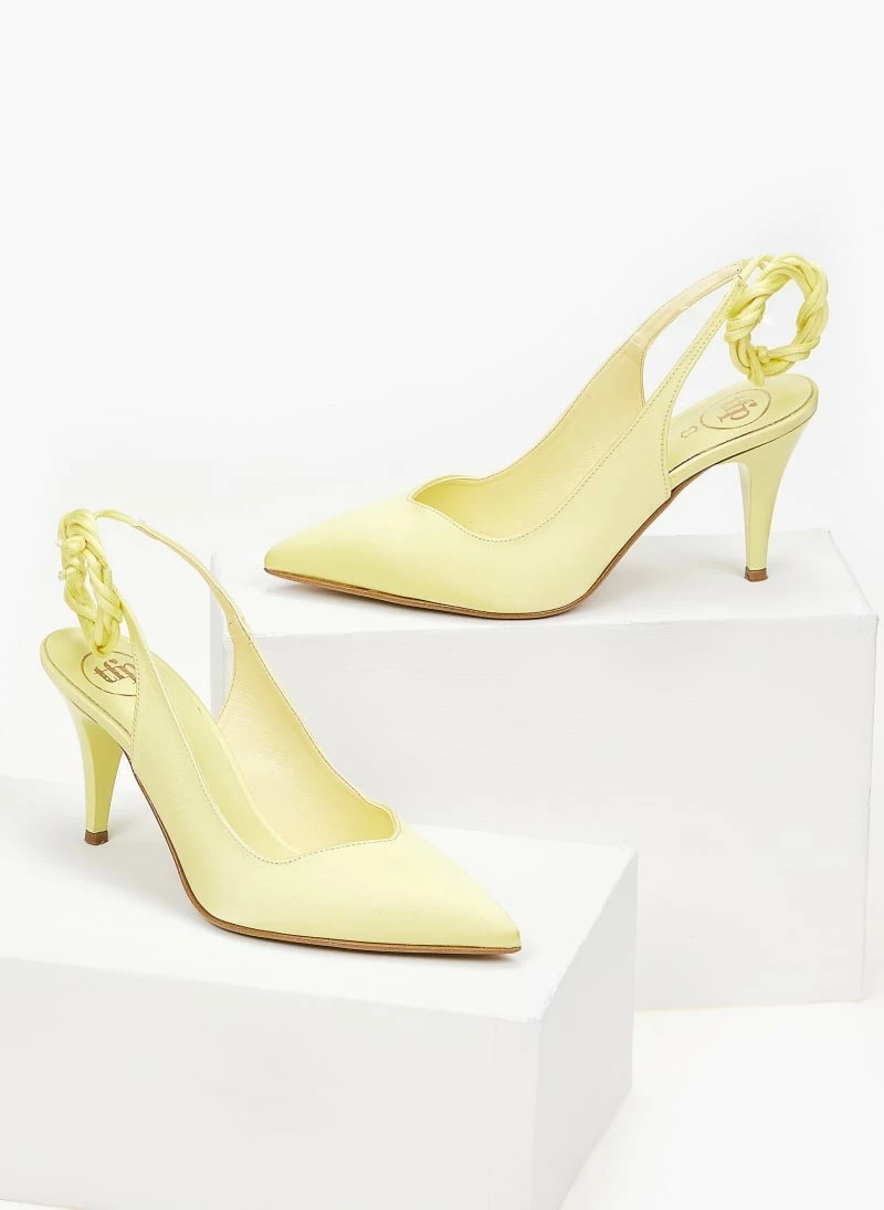 Γόβες σατέν με κορδόνια Tfp - Λεμονί - Image 3