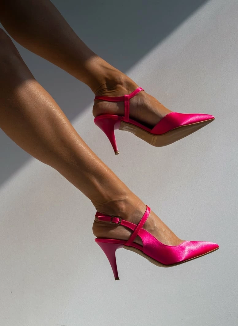 Γόβες σατέν με χιαστί σχέδιο Tfp - Φούξια - Image 5