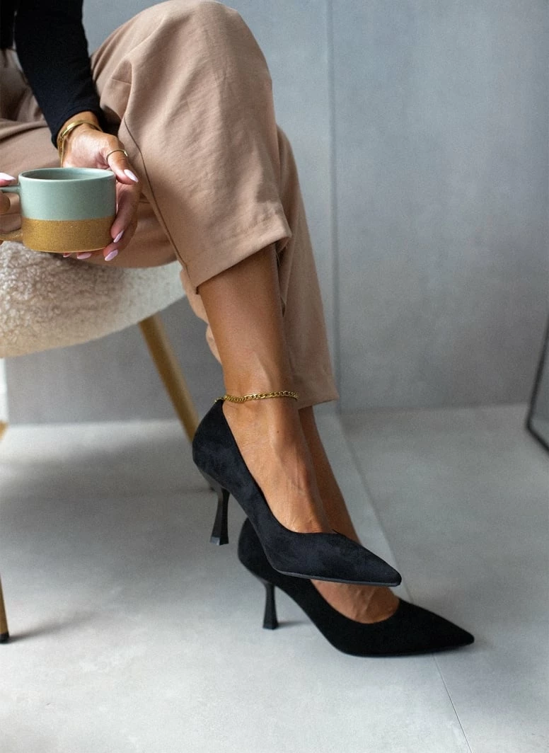 The Fashion Project Γόβες Suede με λεπτό τακούνι - Μαύρο