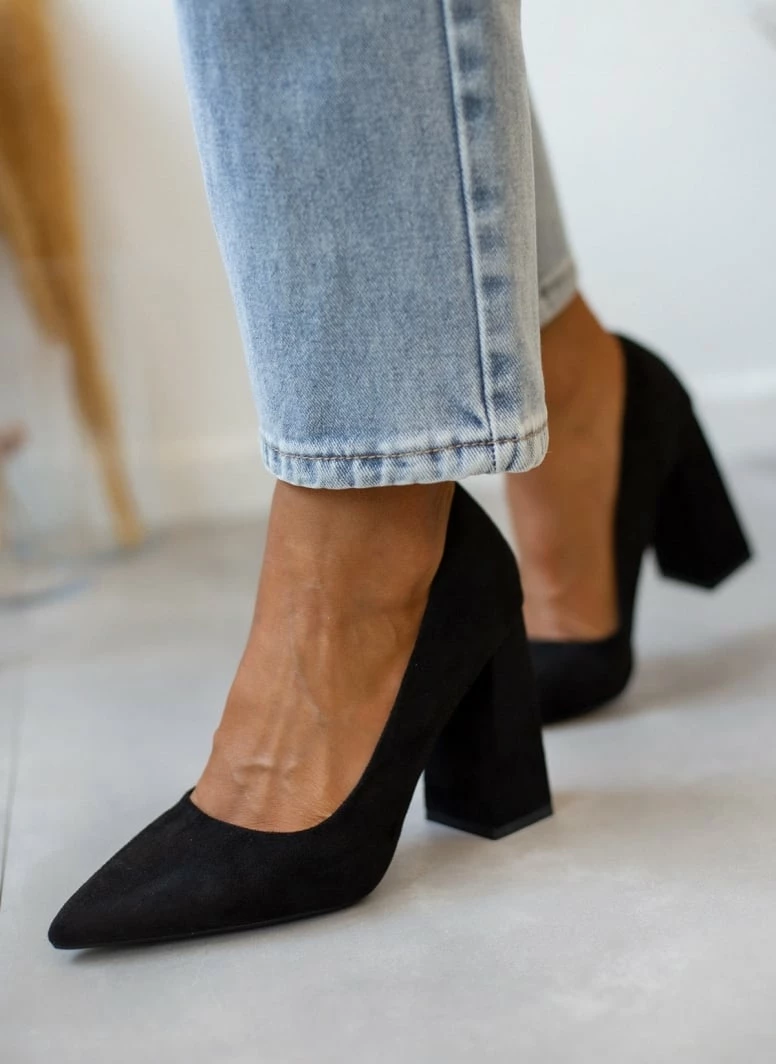 The Fashion Project Γόβες Suede με ντυμένο τακούνι - Μαύρο