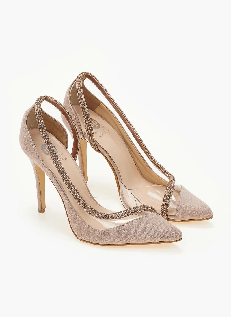 Γόβες Suede με διαφάνεια και στρας Tfp - Nude - Image 4