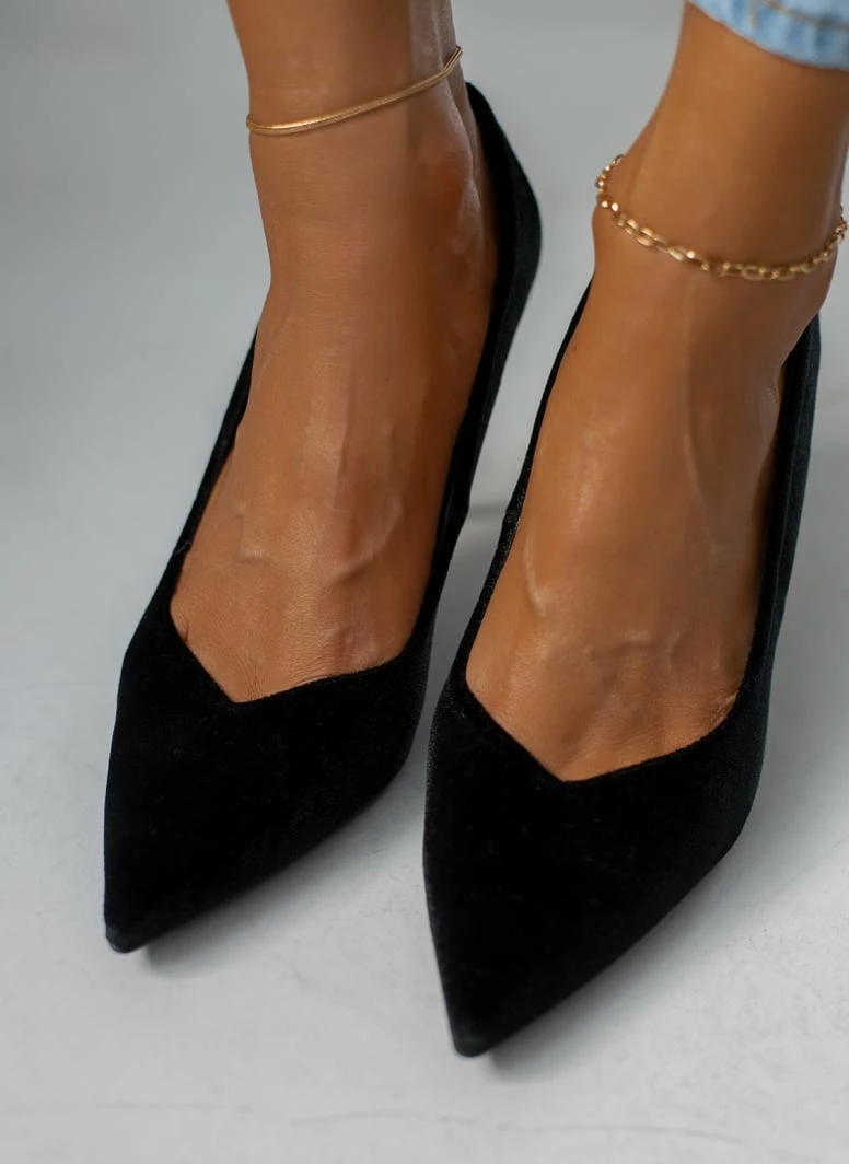 The Fashion Project Γόβες μυτερές βελουτέ - Μαύρο - Image 7