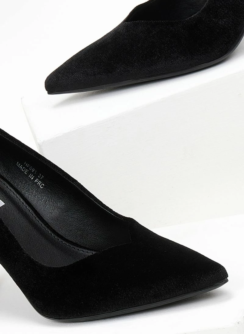 The Fashion Project Γόβες μυτερές βελουτέ - Μαύρο - Image 3